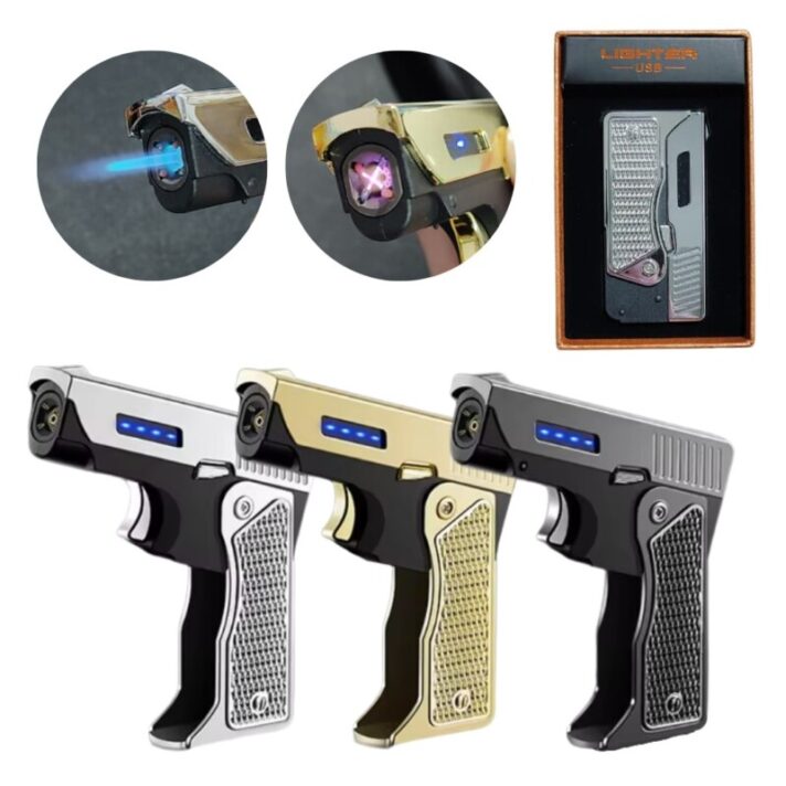 Novo Isqueiro Inflável Arco De Carregamento Usb Elétrico/ A Gás De Metal  à Prova De Vento A-14