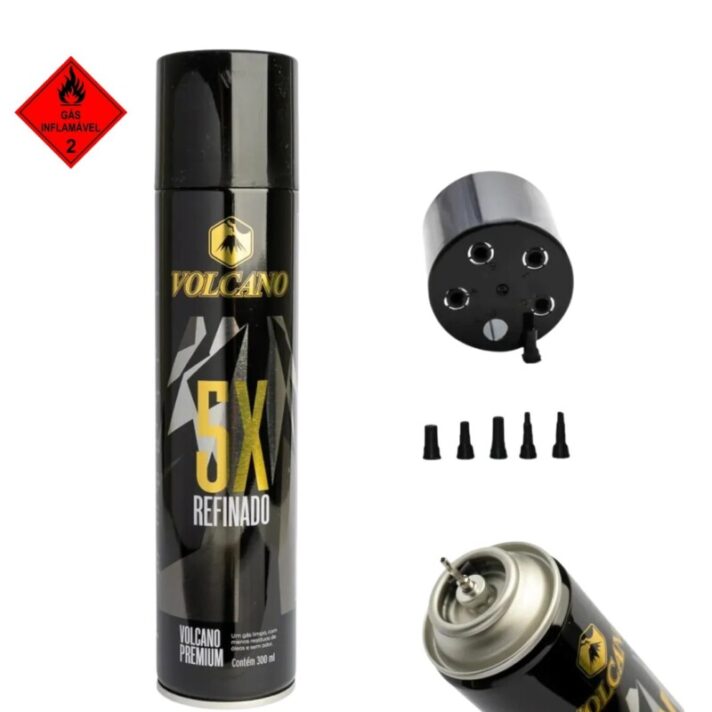 Garrafa de Gás 5x Refinado Volcano 300ml/165g destinado a recarga de Maçaricos e isqueiros