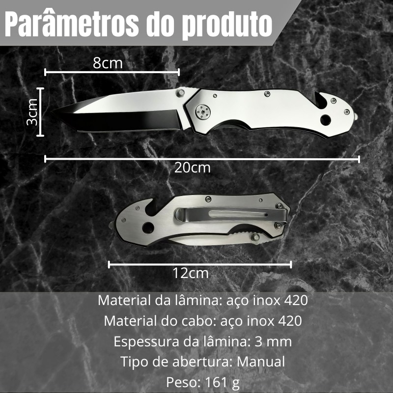 Canivete De Bolso Inox Tático Personalizado CJ-37 - Imagem 2