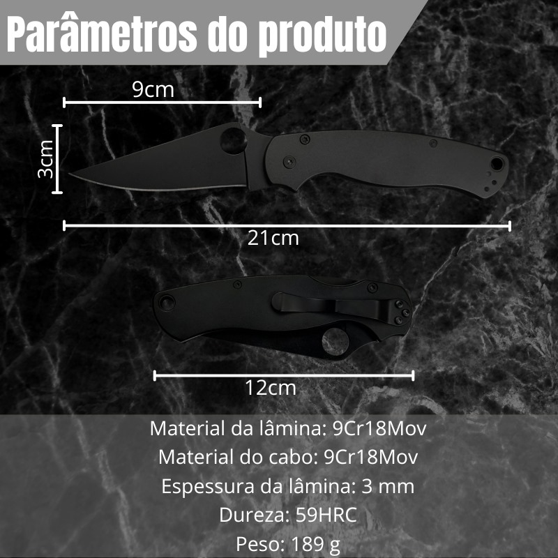 Canivete Spyderco 21cm Aço 9Cr18Mov - c/ Clip E Trava de Segurança CJ-70 - Imagem 2