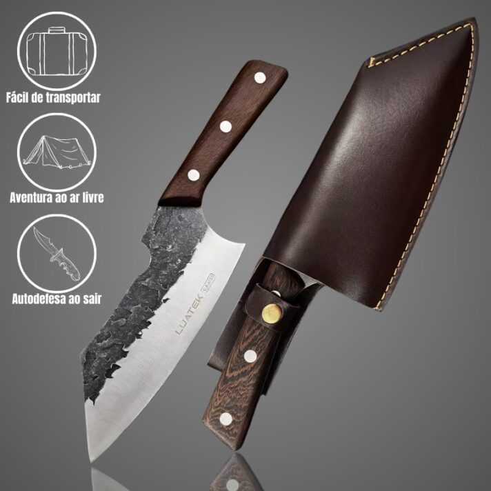 Cutelo Para Pesca Churrasco Luxo Fulltang Inox SLK-AF40