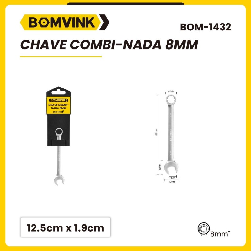 1432 R Chave Combinada Corpo em aço 12,5cm x 1,9cm 8MM BOM-1432 – CJ Blademaster