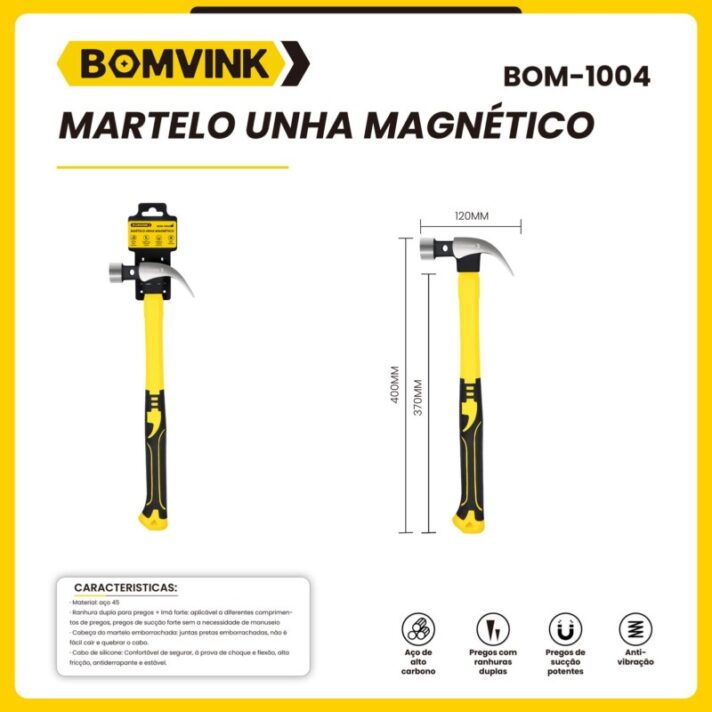 Martelo Unha Magnético com Cabo Ergonômico BOMVINK BOM-1004