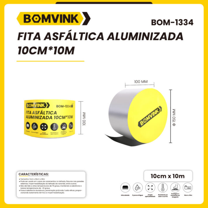 Fita Asfáltica Aluminizada 10CM X 10M BOMVINK BOM-1334