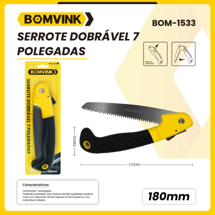 Serrote Dobrável Portátil 18cm C/ Cabo Ergonômico BOMVINK BOM-1533