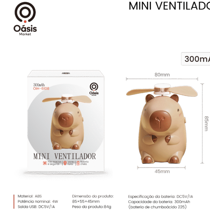 Mini ventilador Capivara OÁSIS OIH-6108