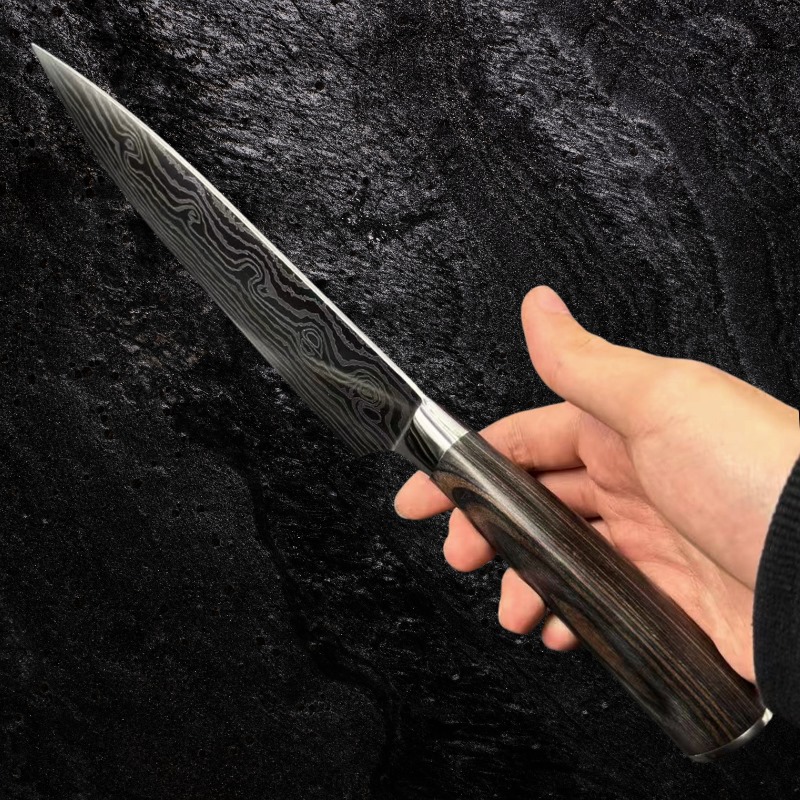 Faca Modelo do Chef 33,5cm Aço 7Cr12Mov e Cabo Madeira Profissional CJ-171 - Imagem 6