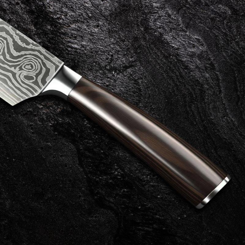 Faca Modelo do Chef 33,5cm Aço 7Cr12Mov e Cabo Madeira Profissional CJ-171 - Imagem 4