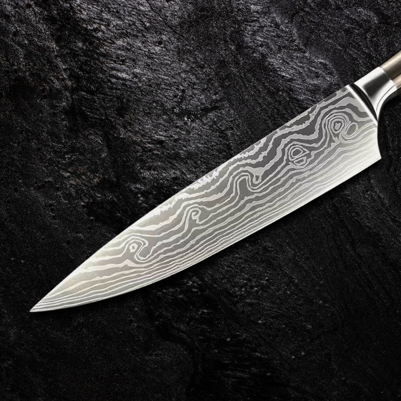 Faca Modelo do Chef 33,5cm Aço 7Cr12Mov e Cabo Madeira Profissional CJ-171 - Imagem 3