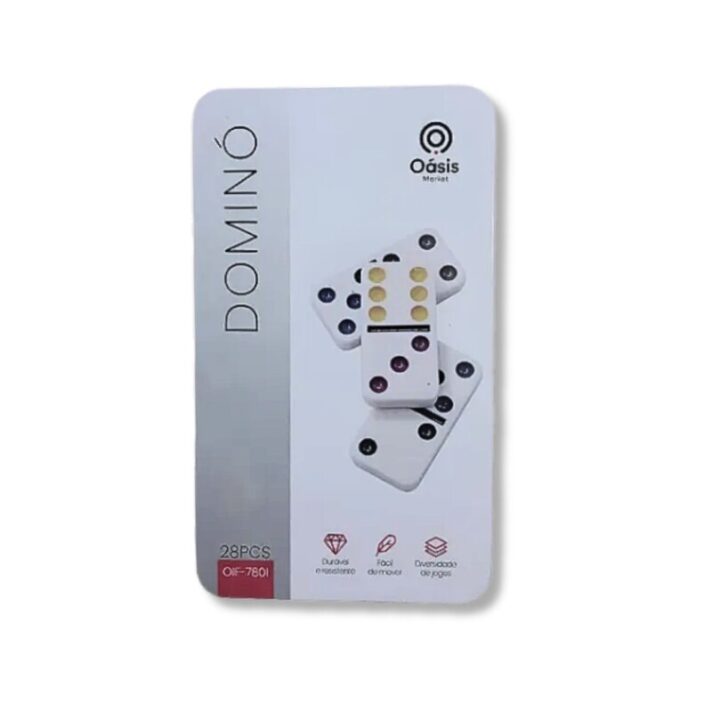 Dominó 28pcs em Resina + Estojo de Lata Oasis OIF-7801