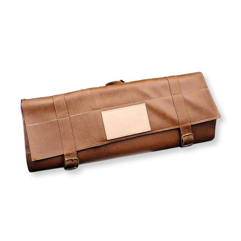 Estojo de Couro Artesanal Porta Facas Profissional Marrom / Bolsa-Couro-Facas-M