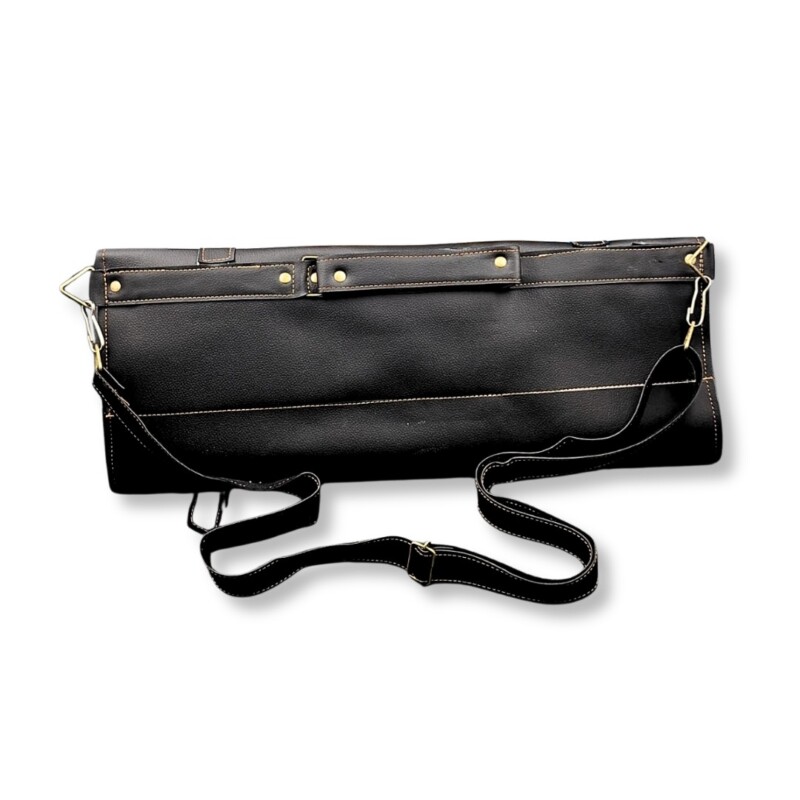 Estojo de Couro Artesanal Porta Facas Profissional Preto / Bolsa-Couro-Facas-P - Imagem 2