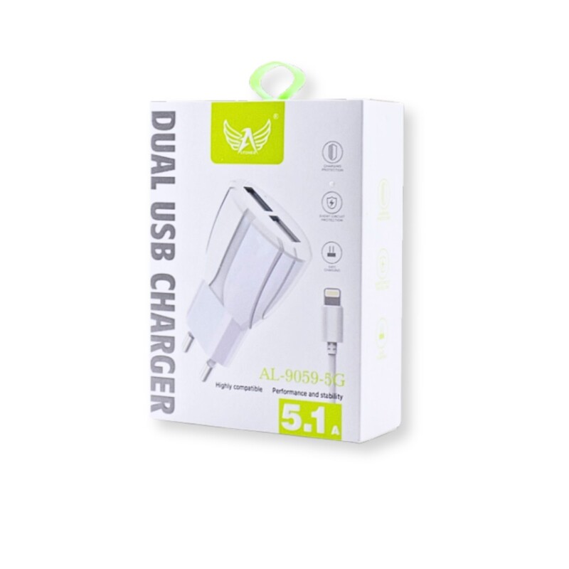 Carregador USB Entrada Dupla de Carga Rápida AL-9058-5G - Imagem 2