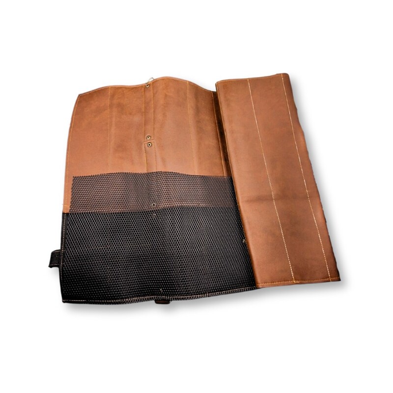 Estojo de Couro Artesanal Porta Facas Profissional Marrom / Bolsa-Couro-Facas-M - Imagem 3