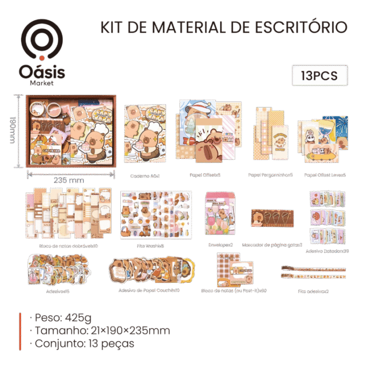 KIT DE MATERIAL DE ESCRITÓRIO CABYBARA OASIS OIA-8286