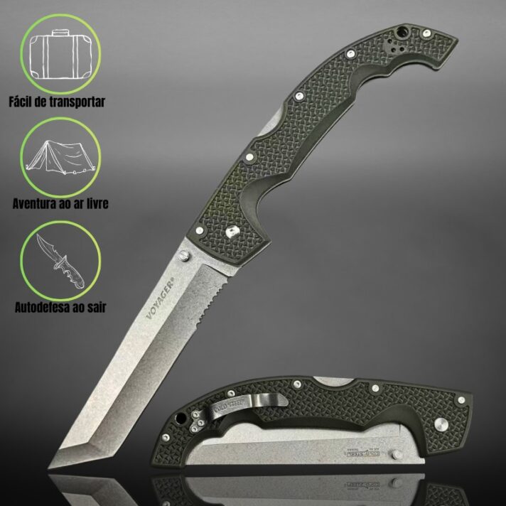 Faca Dobrável 30cm, Aço AUS 10A com Serrilhado e Cabo feito em Plástico ABS FP-07B