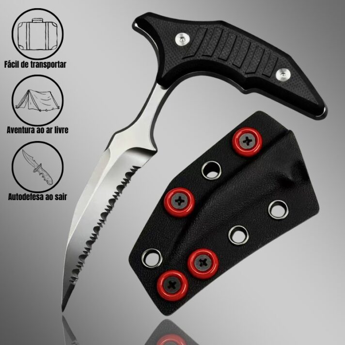 Mini Faca Adaga de Empurrão 11,5cm Lâmina em Aço D2 c/ Serrilhado e Cabo em G10 MICRO-C