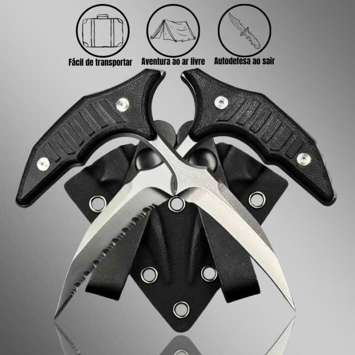 Kit 2 Mini Faca Adaga de Empurrão 11,5cm Lâmina em Aço D2 c/ Serrilhado e Sem Cabo em G10 MICRO-A