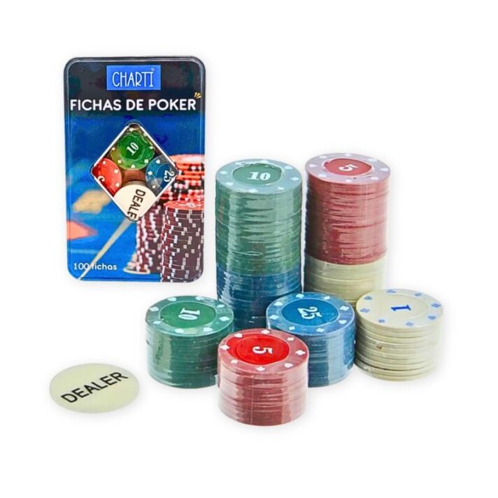 Kit Fichas de Poker com 100pcs Numeradas + Lata CHARTI 2841