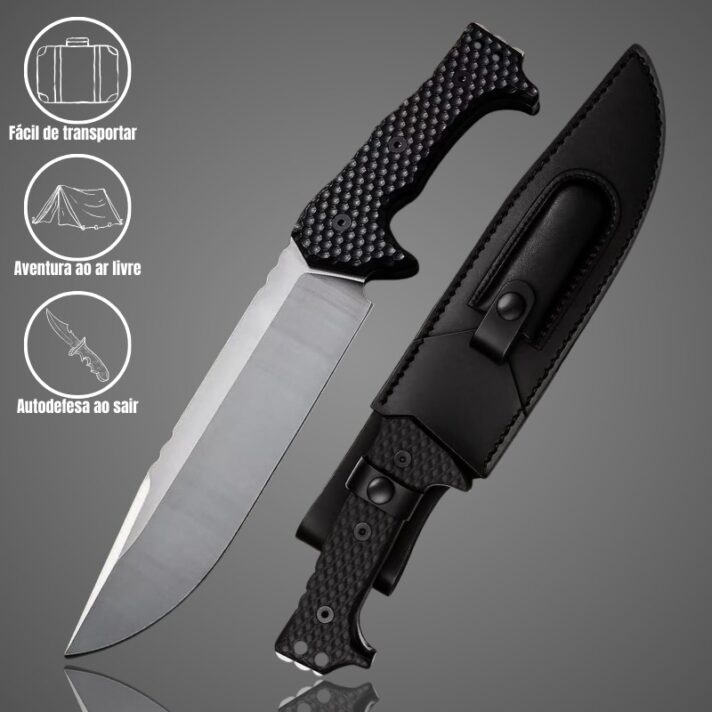 Faca Acampamento 39cm Feito com Aço em Pó Z-Wear e Cabo em G10 + Bainha de Couro Premium GD-A23