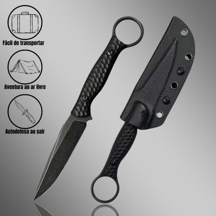 Mini Faca Tática 21,5cm em Aço 8Cr13Mov e Cabo em G10 com Anel + Bainha Resistênte GD-B3