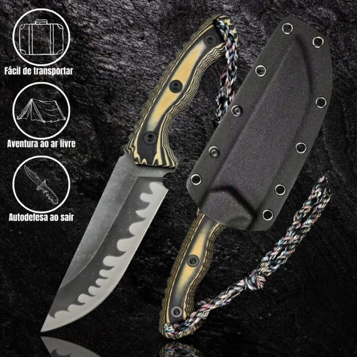 Faca Tática Caça e Pesca 26cm em Aço 9Cr14MoV e Cabo de G10 + Bainha Reforçada ML-M26B