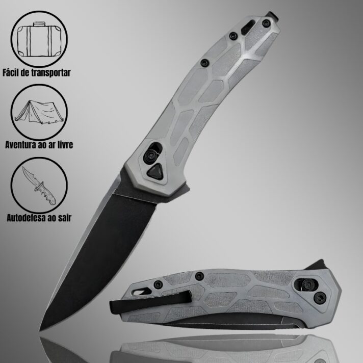 Canivete Semiautomático 18,5cm Aço Especial D2 e Cabo G10 c/ Clip - KER2042