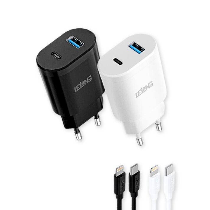 Fonte carregador Rápido Turbo p/ Celular USB-C c e USB com Cabo Tipo C (1m) 5.1A LELONG LE-283CC