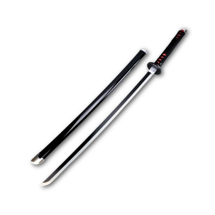 Katana sem Fio com Bainha para Cosplay na Cor Preta + Suporte de Mesa de Madeira SLK-H32