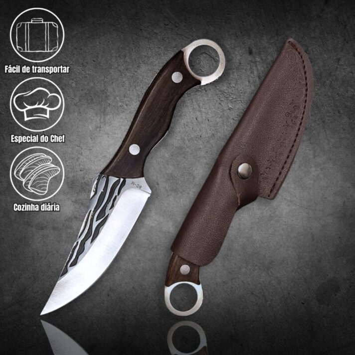 Faca Rustico Camping Chefe de Cozinha e Bainha de Couro M-08