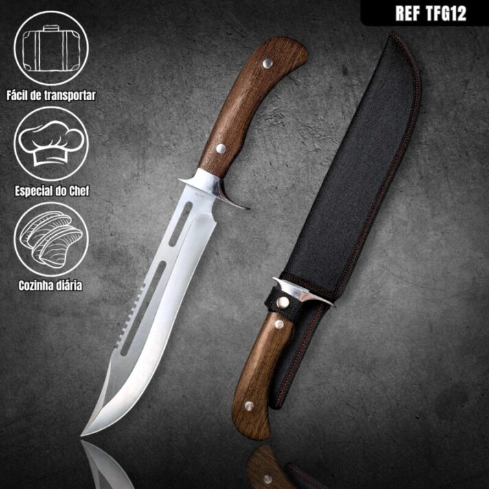 Facão 40cm com design vazado e Serrilhado no Dorso + Bainha reforçada TFG12