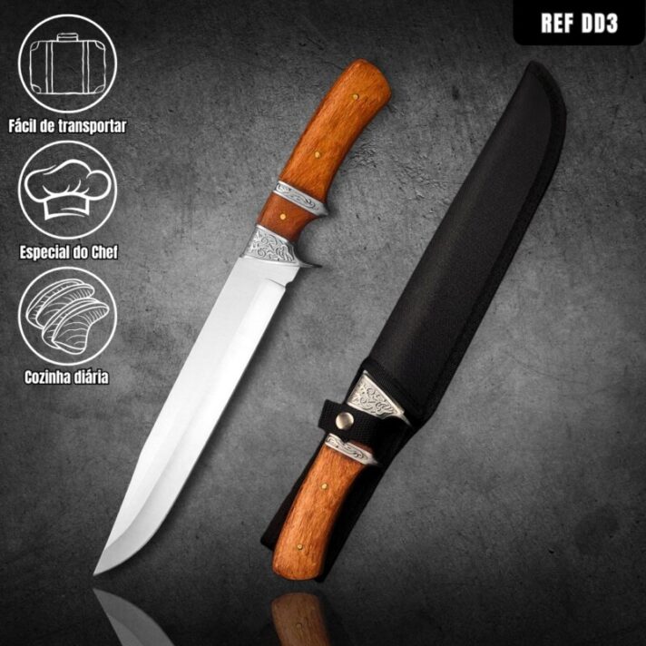 Facão De 38cm para Caça / Churrasco Modelo Luxo Fulltang Inox DD3