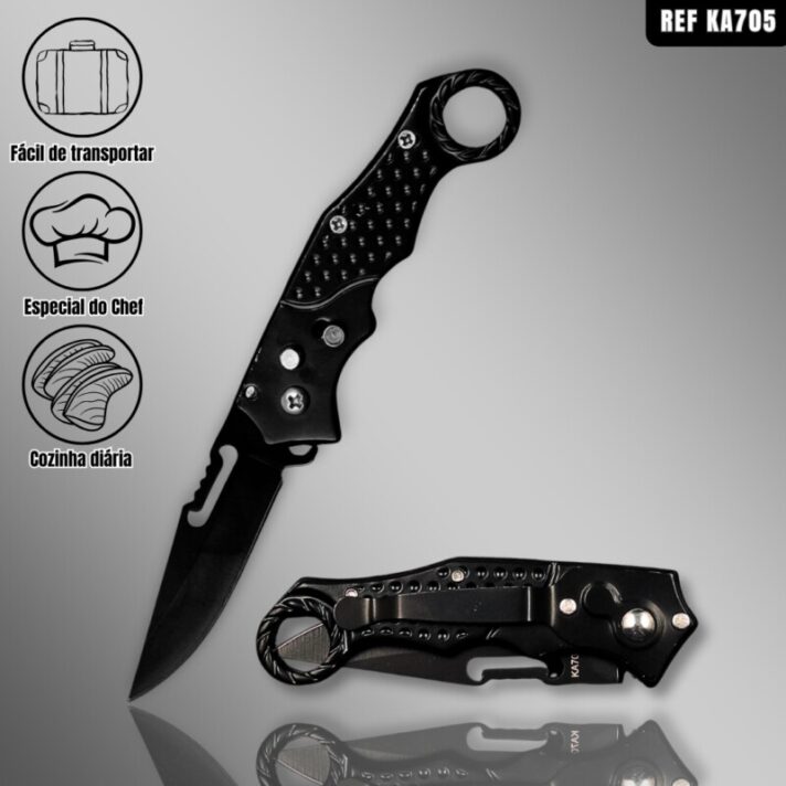 Mini Canivete Automático Saque Rápido Tatico Militar Preto KA-705