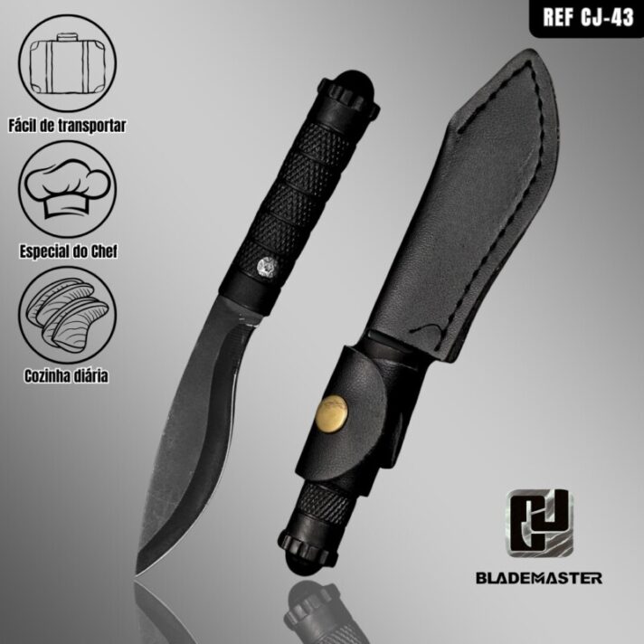 Mini faca 17,5cm Tatica Camping Pesca Fulltang Bainha Couro CJ-43