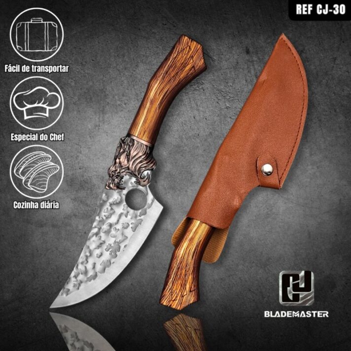 Faca Cutelo Artesanal Do Chefe Leao Cabo Abs CJ-30