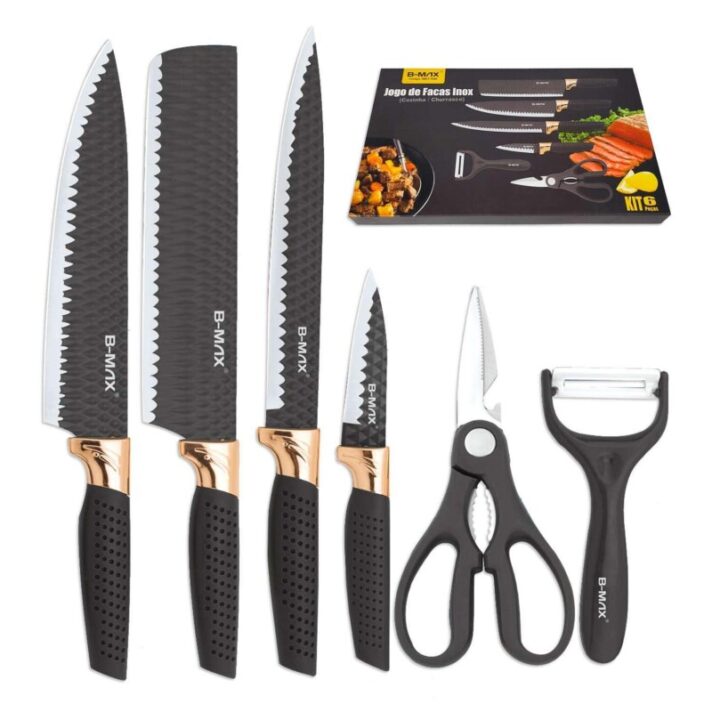 Kit de Facas de Cozinha  com tesoura e ralador 6 Pcs B-MAX BM-F1099