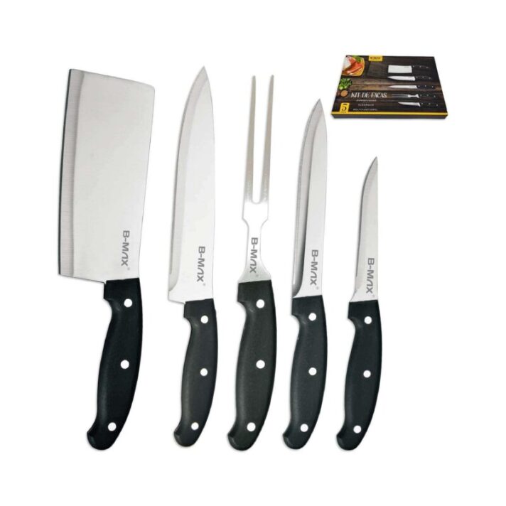 Kit de Facas de Cozinha e Churrasco 5 Pcs B-MAX BM-F1100