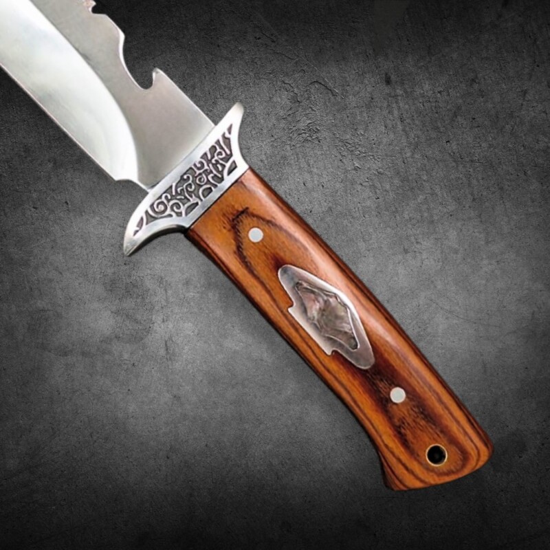 Faca Caça e Pesca 30,5cm Cabo de Madeira e Guarda de Metal TB-0939 - Imagem 4