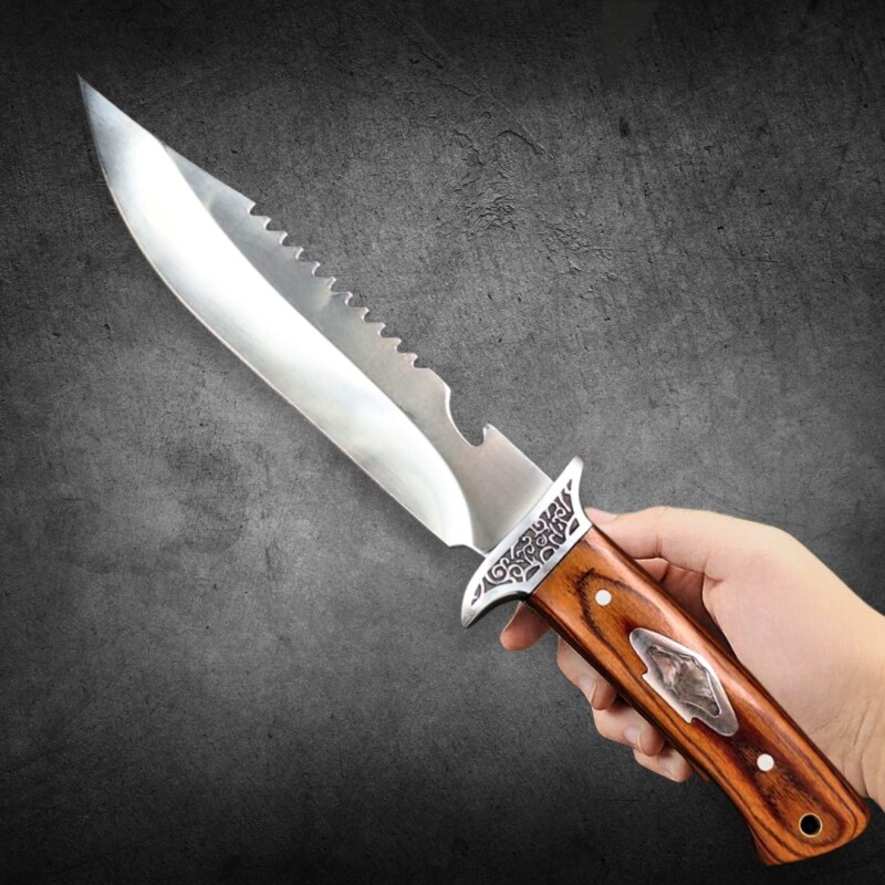 Faca Caça e Pesca 30,5cm Cabo de Madeira e Guarda de Metal TB-0939 - Imagem 6