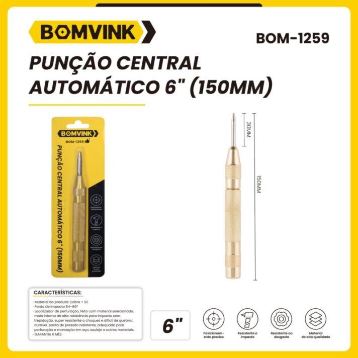 Ferramenta para perfuração e marcação Punção Central Automático 6 POL / 150MM BOMVINK BOM-1259