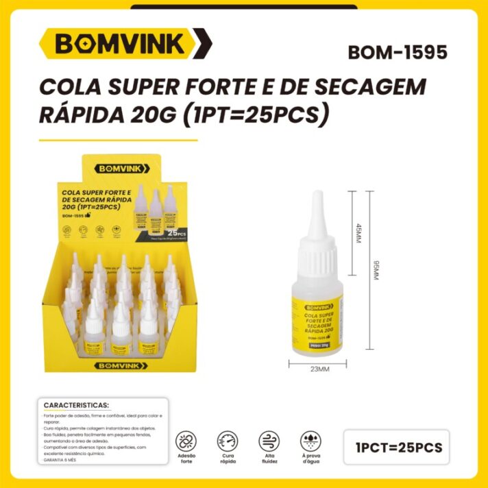 COLA SUPER FORTE E DE SECAGEM RÁPIDA 20G BOMVINK (UNIDADE) BOM-1595