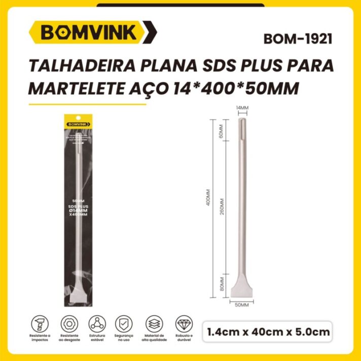TALHADEIRA PLANA SDS PLUS PARA MARTELETE AÇO 14*400*50MM BOMVINK BOM-1921