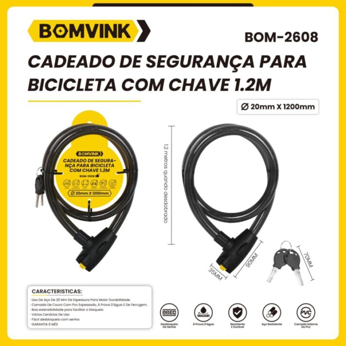 CADEADO DE SEGURANÇA PARA BICICLETA COM 1.2M BOMVINK BOM-2608