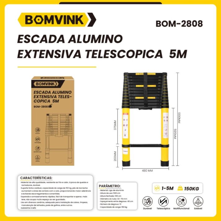 ESCADA DE ALUMÍNIO EXTENSIVA 5M TELESCÓPICA BOMVINK BOM-2809