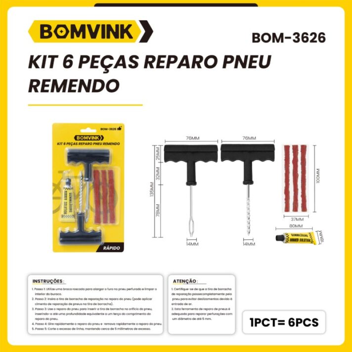 KIT 6 PEÇAS REPARO PNEU REMENDO BOMVINK BOM-3626