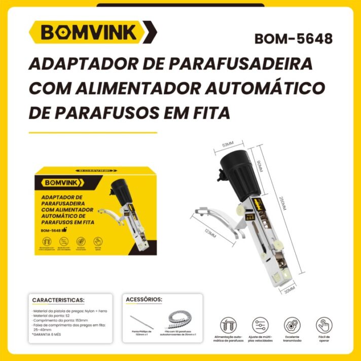 ADAPTADOR DE PARAFUSADEIRA COM ALIMENTADOR AUTOMÁTICO DE PARAFUSOS EM FITA BOM-5648