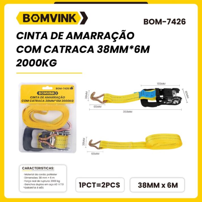 CINTA DE AMARRAÇÃO COM CATRACA 38MM*6M 2000KG BOMVINK BOM-7426
