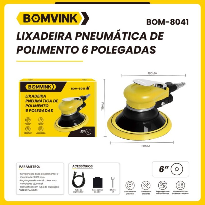 LIXADEIRA PNEUMÁTICA DE POLIMENTO 6 POLEGADAS BOMVINK BOM-8041