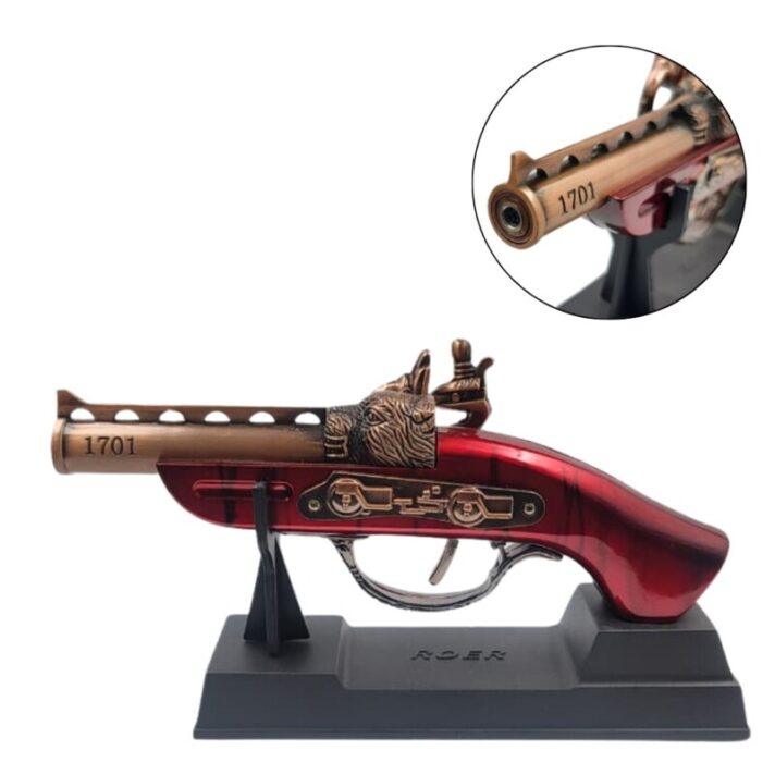 Isqueiro Maçarico Design Garrucha Uma Chama em Metal e Plástico 1701