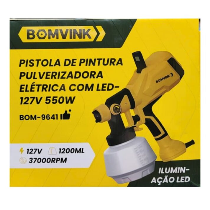 PISTOLA DE PINTURA PULVERIZADORA ELÉTRICA COM LED - 220V 550W BOMVINK BOM-9641